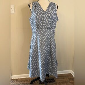 Global Mamas blue white polka dotted midi sundress SZ XL